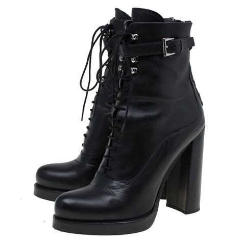 prada block heels black|prada block heel combat boots.